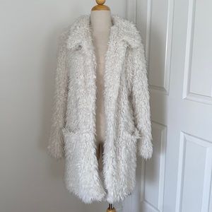 White fluffy coat, size large